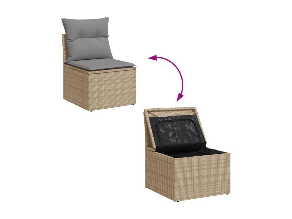 Set da giardino con cuscini 7 pezzi Mobenze resina intrecciata beige VXEV84107
