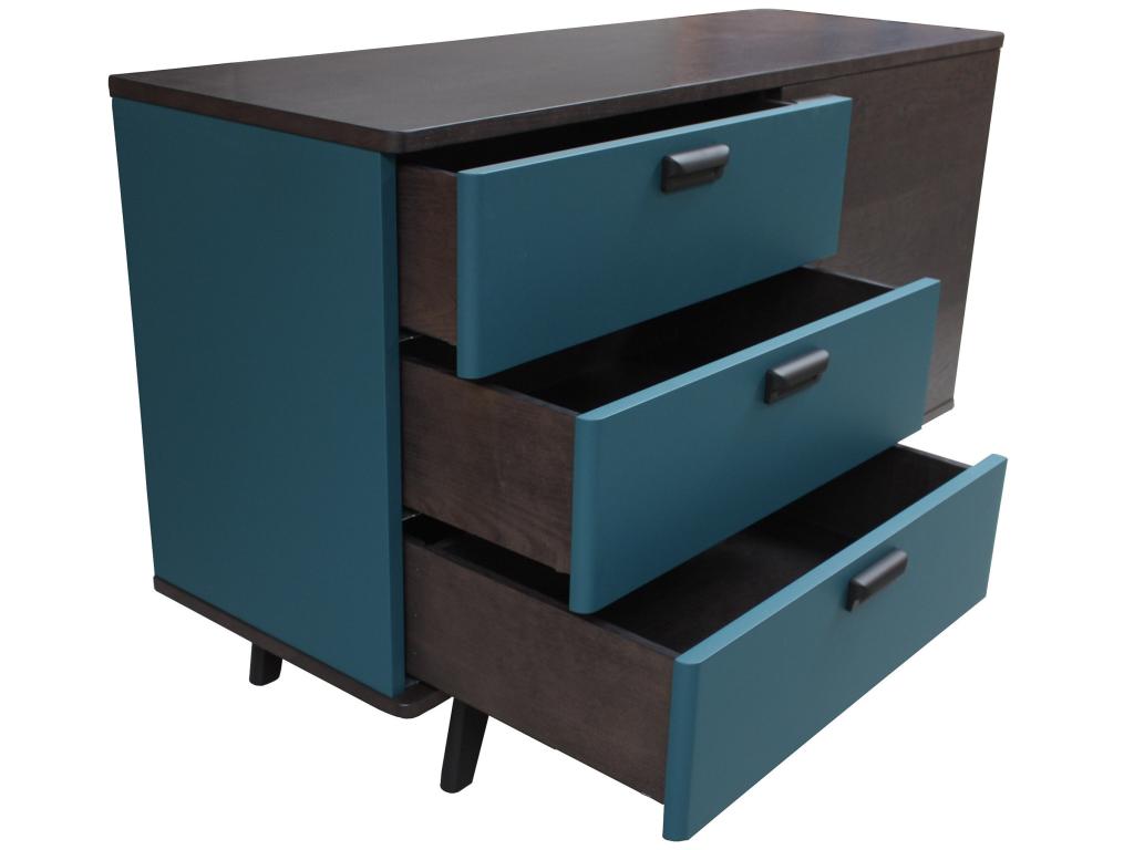 Credenza rovere antracite massiccio e laccato 3 cassetti 1 porta - 130L x 48P IBUI64108