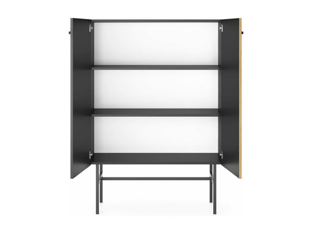 Credenza alta 2 porte - 93 cm - nero / aspetto chêne chiaro - Mobenze OMXZ28589