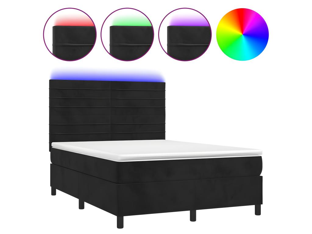 Sommier à Mobenze de lit con Materasso LED Nero 140x190cm Mobenze VKWO74581