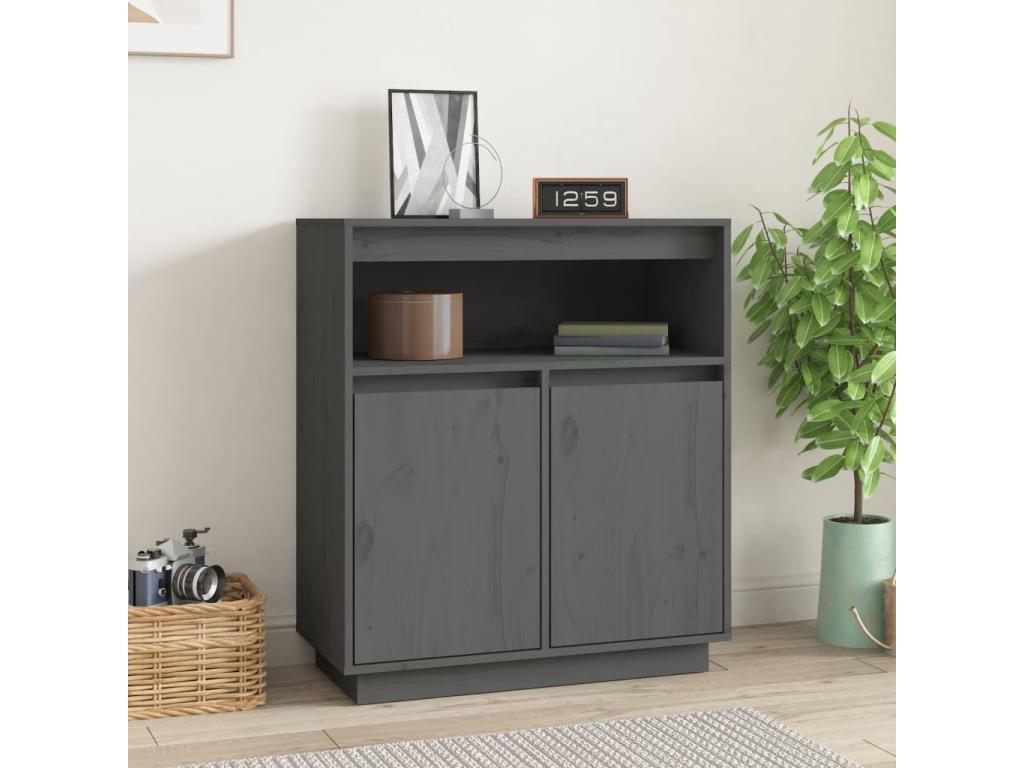 Credenza in legno di pino grigio, 70 x 34 x 80 cm
