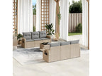 Set da giardino con cuscini 7 pezzi in resina intrecciata beige JWJQ21379