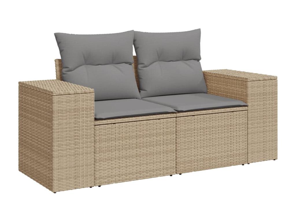 Set da giardino con cuscini 6 pezzi in resina intrecciata beige JZRN83328