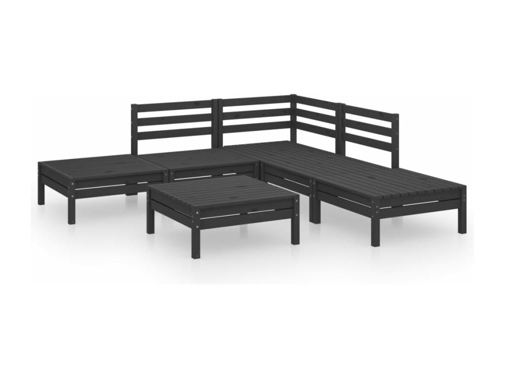 Set da giardino 6 pezzi Mobenze de pin massif Nero KJFB24300