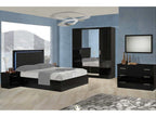 Design illuminato nero laqué e testiera capitonnée simili cuir nero con Led Luxameub-160x200 LYZZ92929