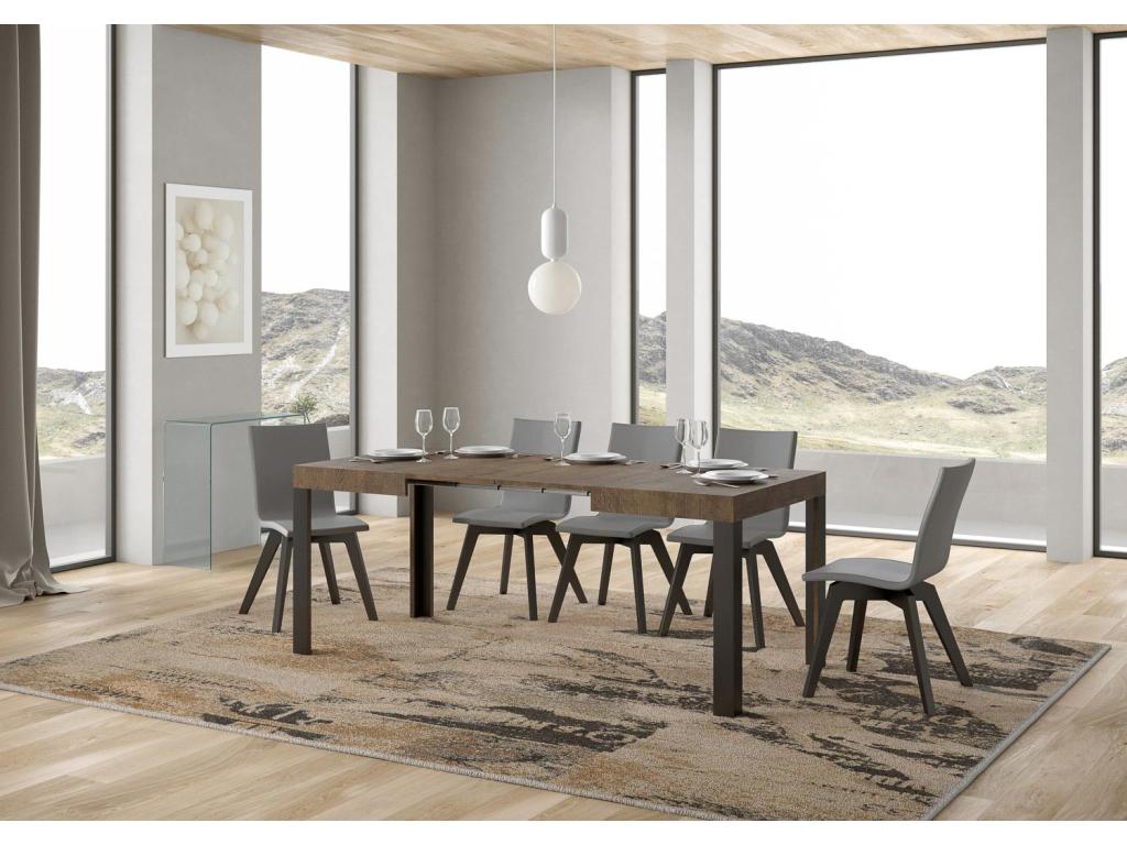 Tavolo Allungabile 70x110/194 cm Mobenze Noyer cadre Antracite URTW36827