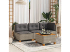 Divano da giardino con cuscini 3 posti in resina intrecciata grigia AHHP09846