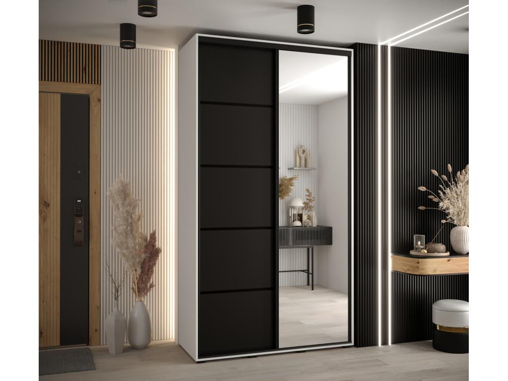 ARMOIRE Mobenze 5 À PORTES COULISSANTES 235.2/140/45 2 porte Bianco/Nero/Nero QQUI07005