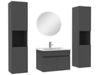 Ensemble meubles Salle de Bain simple vasque 60cm colonnex2 et specchio rotondo Antracite BDDN20963