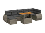 Set da giardino 8 pezzi con cuscini in resina intrecciata grigia RULF85966