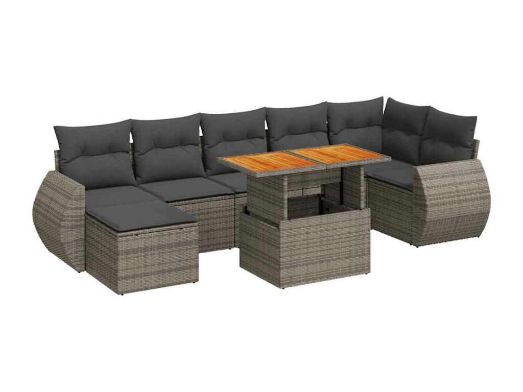 Set di mobili da esterno in vimini intrecciato in resina grigia - dlz1766571363980