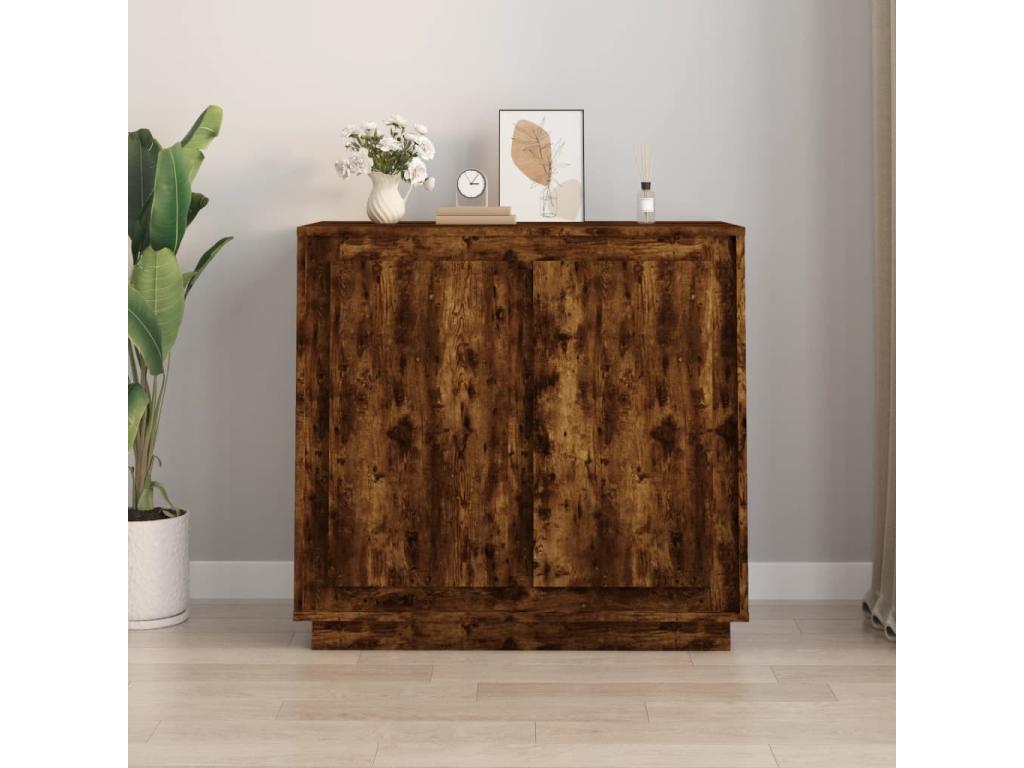 Credenza in legno di rovere marrone, 80 x 34 x 75 cm