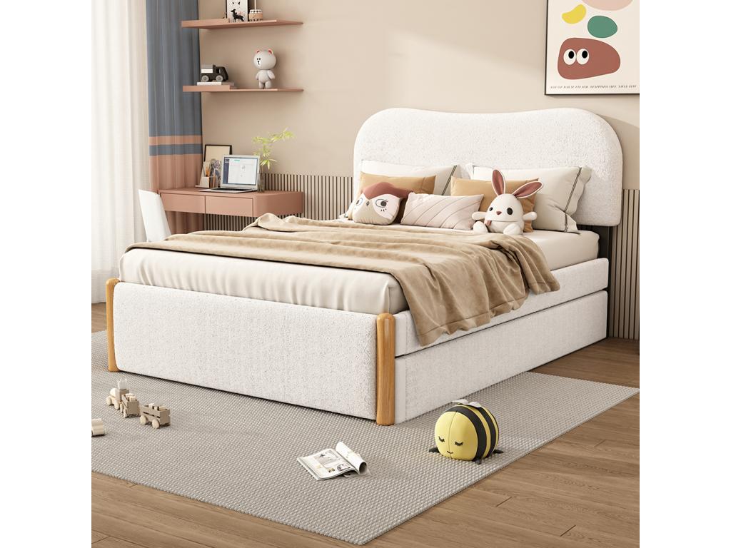 Letto in tessuto bianco, 140 x 200 cm