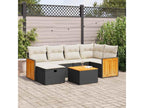 Set da giardino 7 pezzi con cuscini in resina intrecciata nera GBIA37206