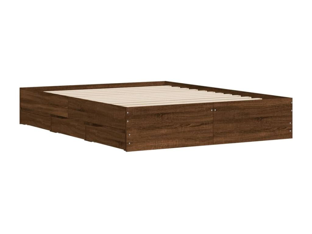 Struttura letto con cassetti senza materasso chêne marrone 140x200 cm RQMT51115