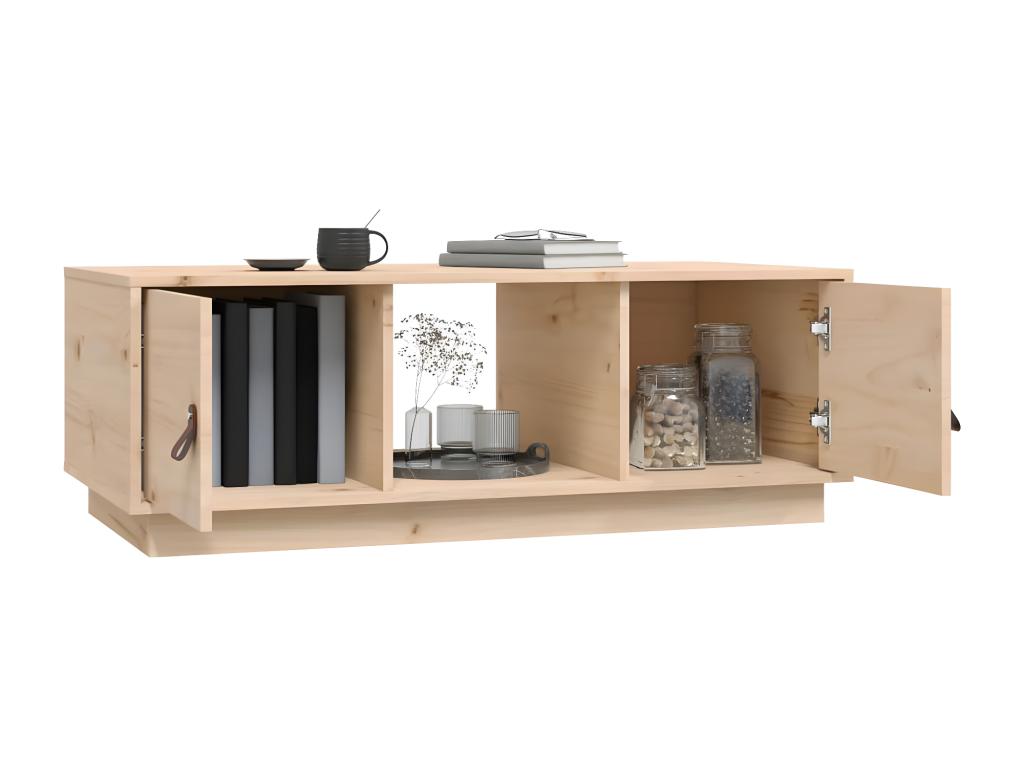 Tavolino da caffè in legno di pino marrone, 100 x 50 x 35 cm