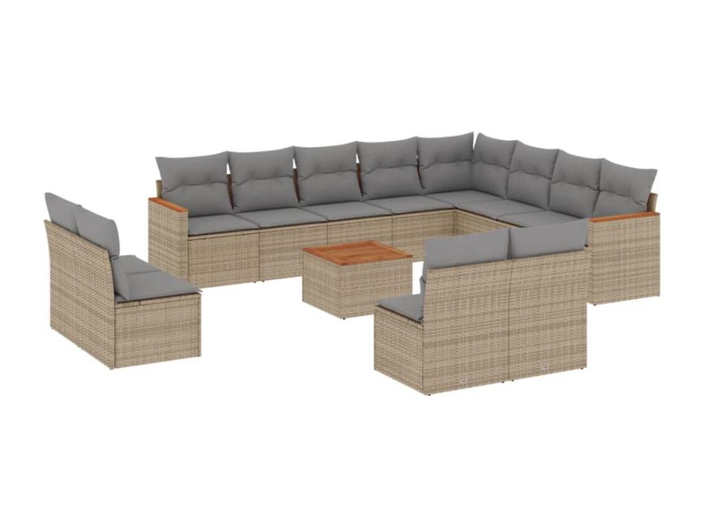 Set salotto e divani da giardino 13 pezzi méLuxameub resina intrecciata beige HSFP68357
