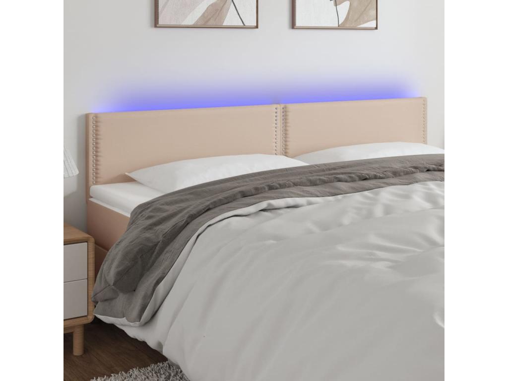 Testiera letto LED Cappuccino 160x5x78/88 cm Similicuir DJPW65768