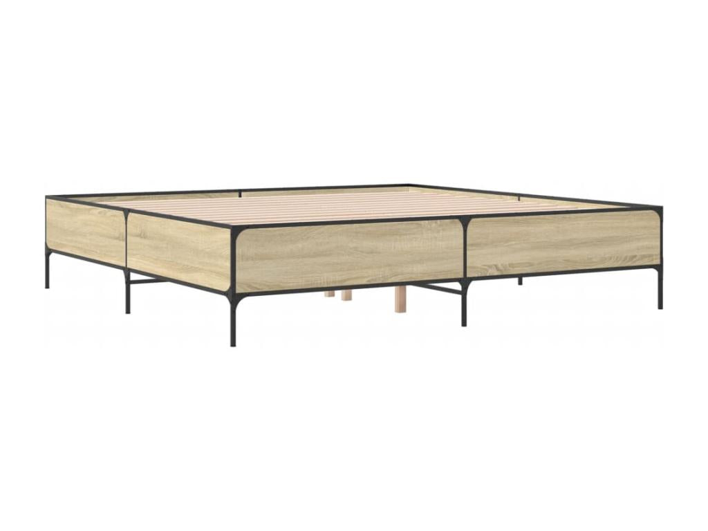 Struttura letto in legno di rovere marrone, 200 x 200 cm