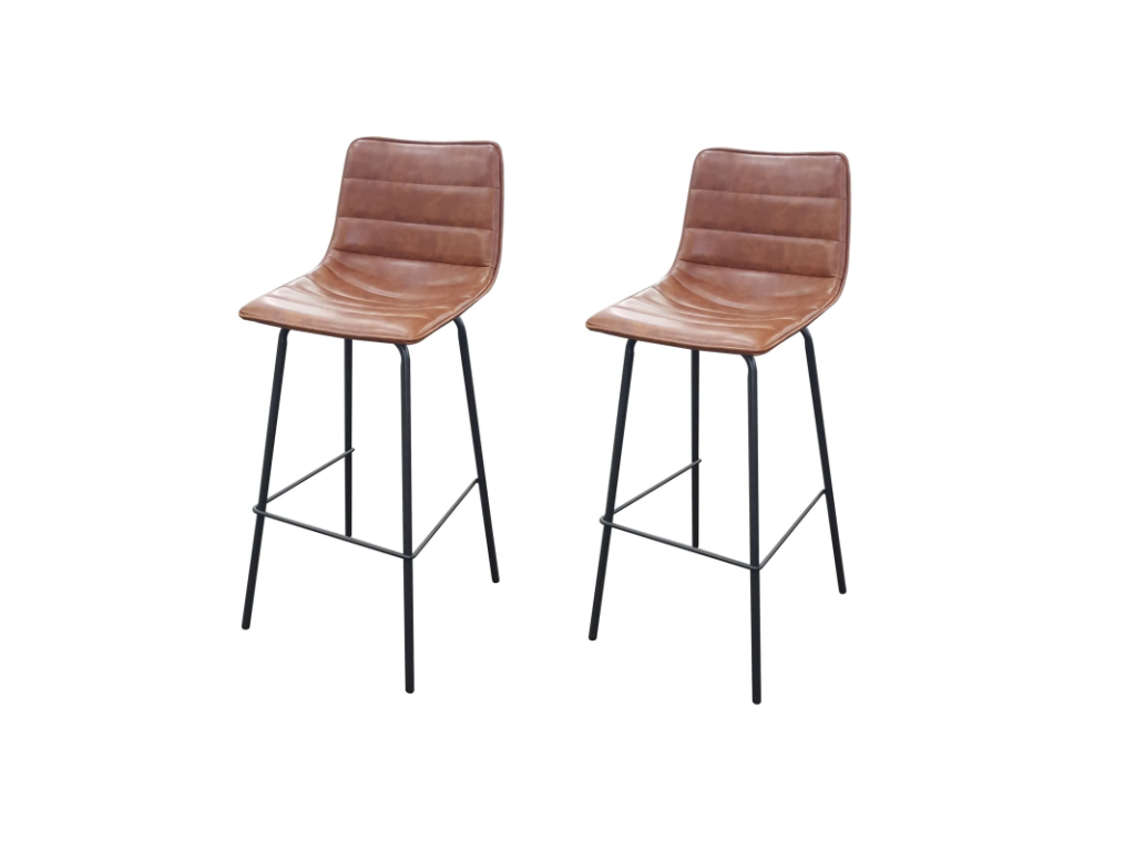 Set di 2 tabourets de bar Mobenze effet cuir - Acajou - L 44 x P 53 x H 92 cm ZTIV40826
