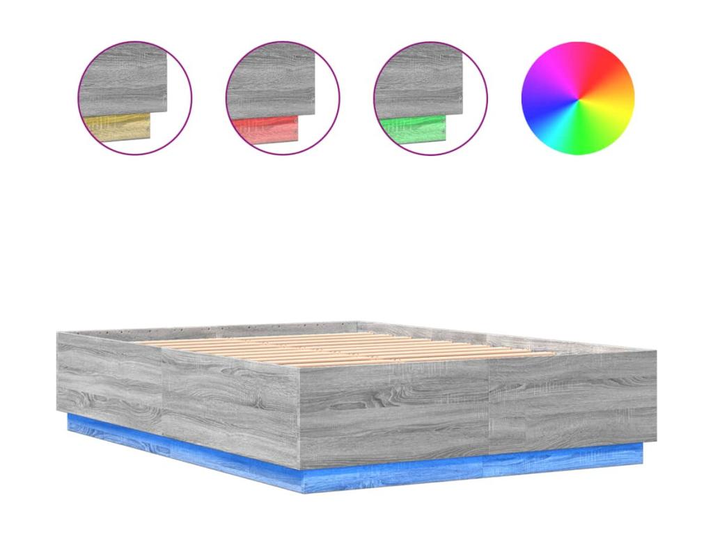 Struttura letto con LED Mobenzeères Mobenze grigio 140x200 CXSC01575