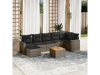 Set da giardino 8 pezzi con cuscini in resina intrecciata grigia PZML85230