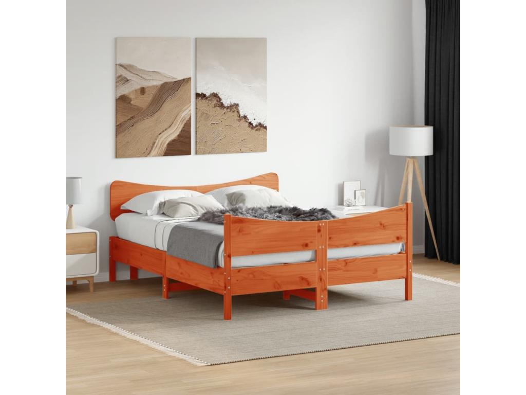 Struttura letto senza materasso cire marron 160x200cm Mobenze pin massif GKWN98422