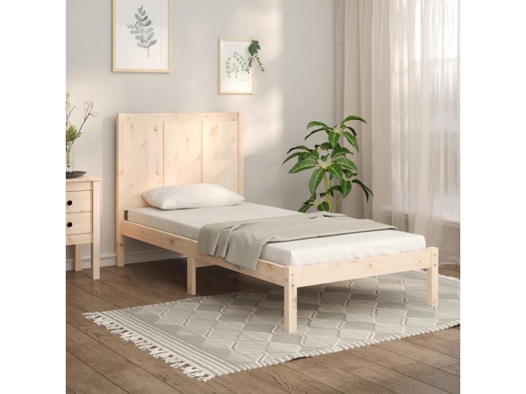 Struttura letto in legno di pino marrone, 75 x 190 cm