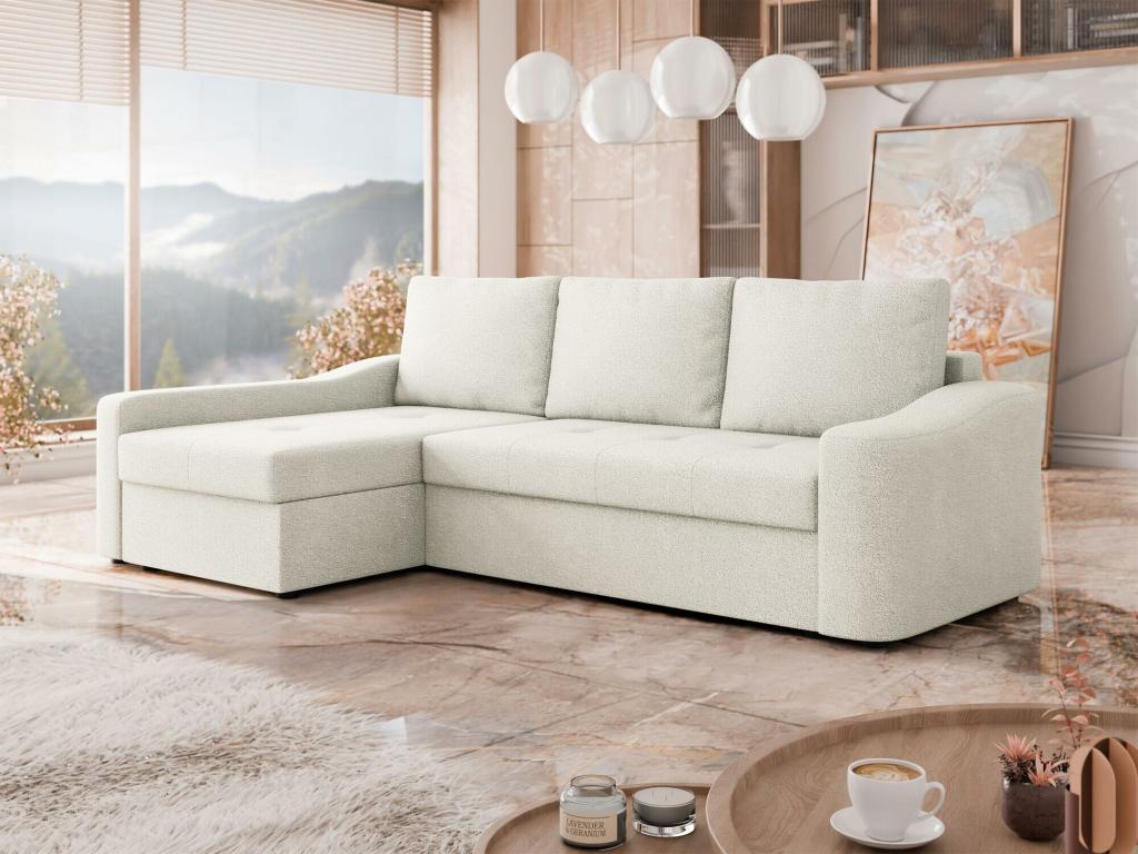 Divano d'angolo Mobenze 107 Bianco Fonction de couchage bedding box 253x148x88cm JQAG62734