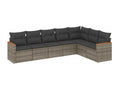 Set da giardino con cuscini 7 pezzi in resina intrecciata grigia UHTC94702