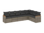 Set da giardino con cuscini 7 pezzi in resina intrecciata grigia UHTC94702