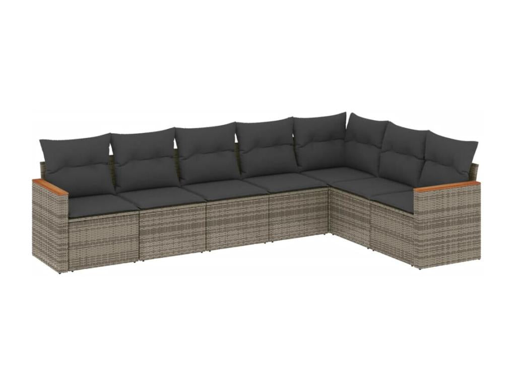 Set di mobili da esterno in vimini intrecciato in resina grigia - dlz1766571814254