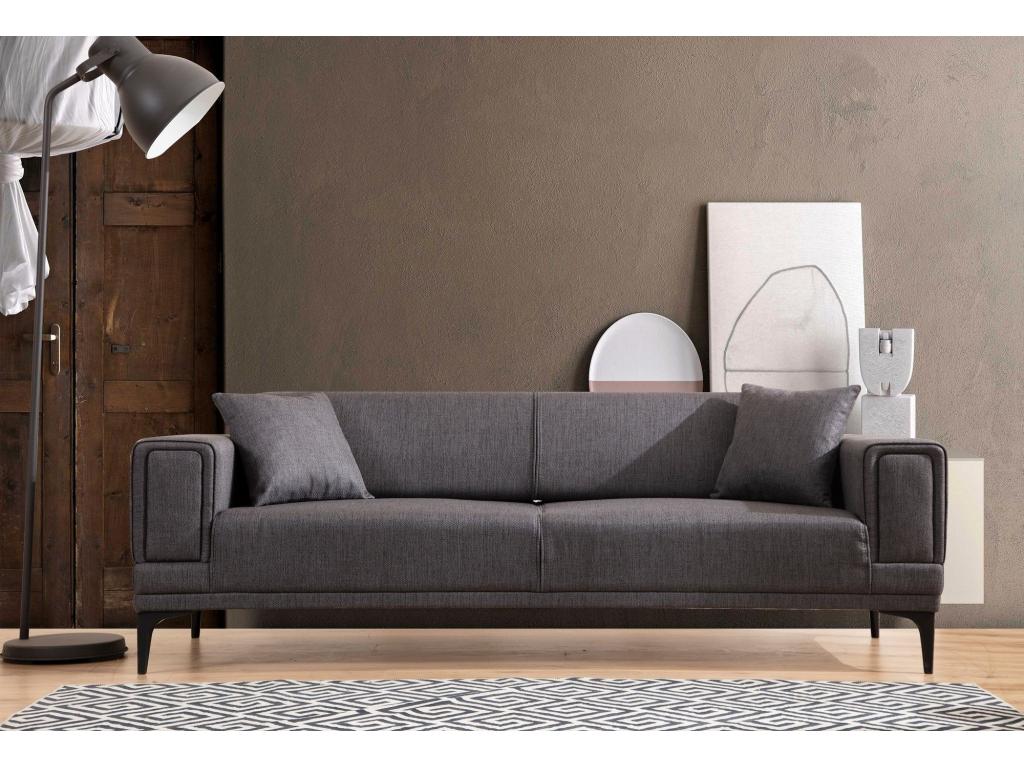 Divano trasformabile a 3 posti Mobenze Tissu toile Grigio foncé YATX22208