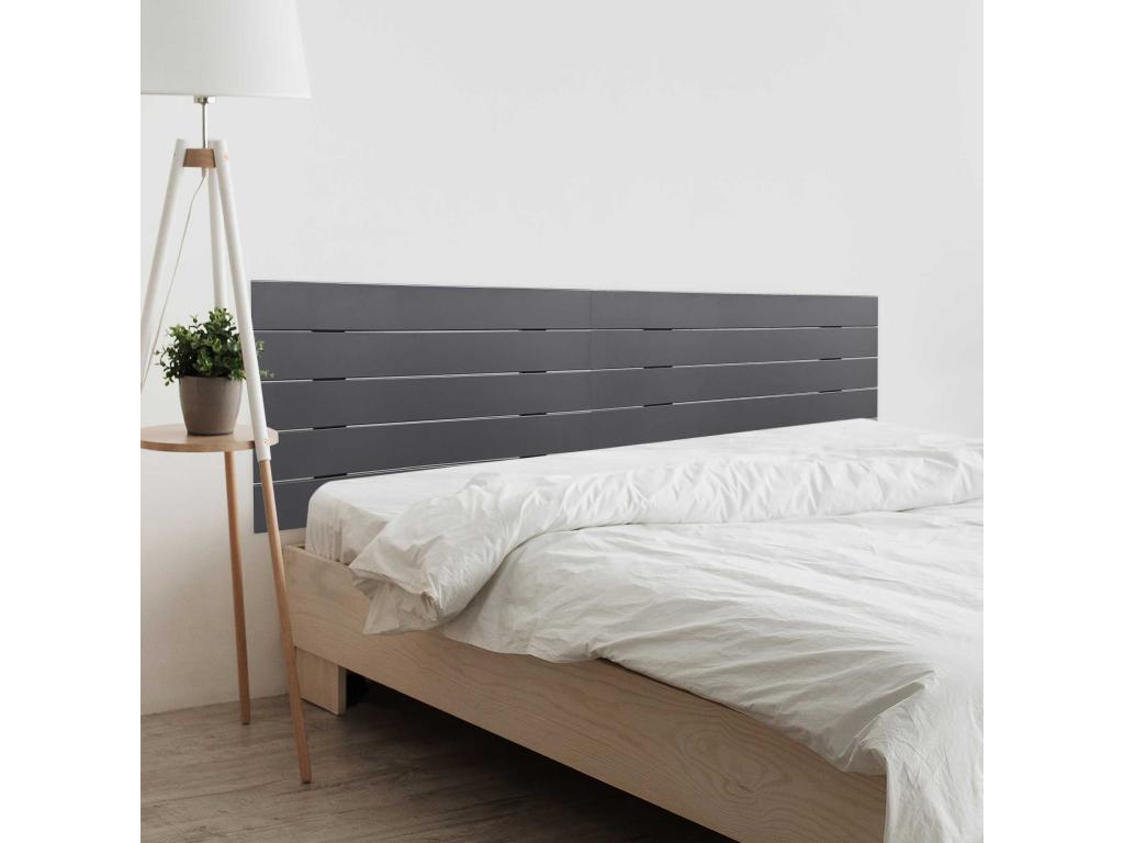Luxameub Testiera in Bois DM Recyclé Double Style Palette Orizzontale 190x46 cm Lits 190 - Grigio Massif NXKQ05909