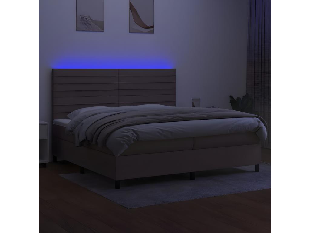 Sommier tapissier e materasso et LED Mobenze 200x200 cm Tissu RLIL05304
