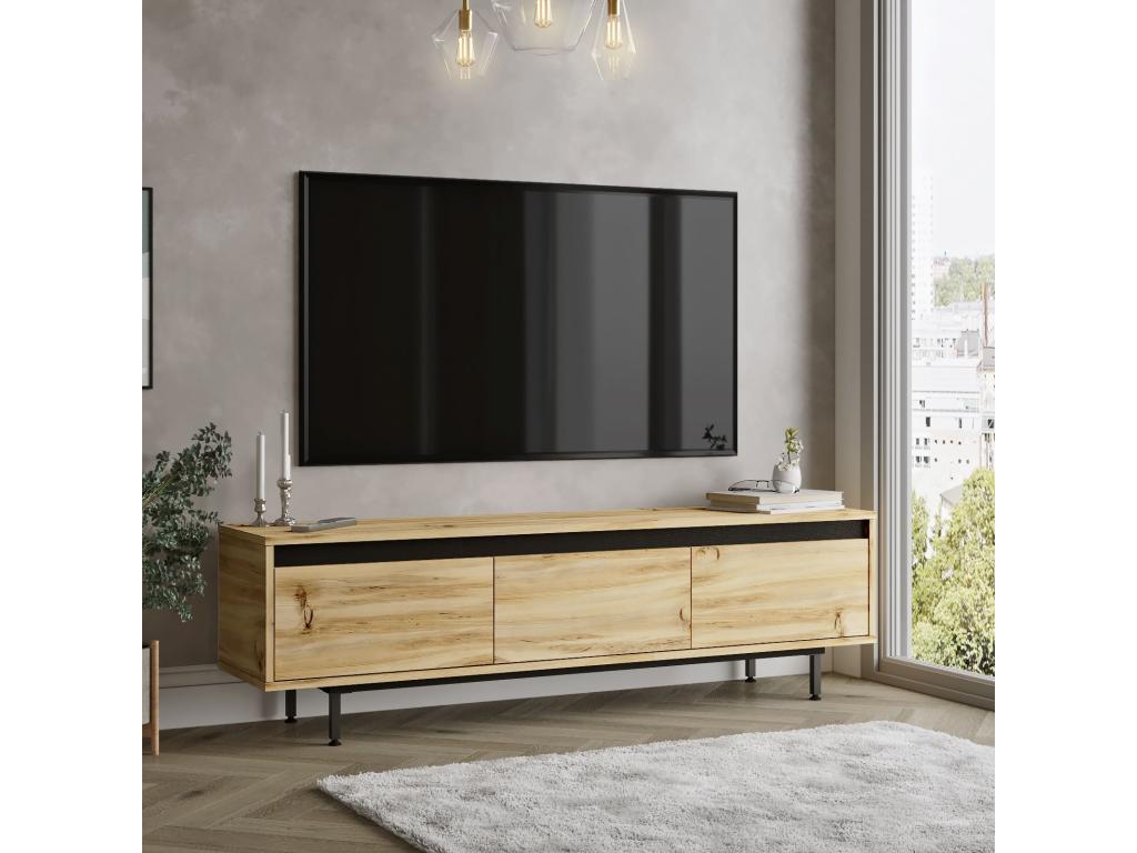 Mobile TV Mobenze gambe in metallo 160 cm nero-feutre JSDT44451