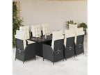 Set da pranzo da giardino 9 pezzi cuscini in resina intrecciata nera ZPVS41860