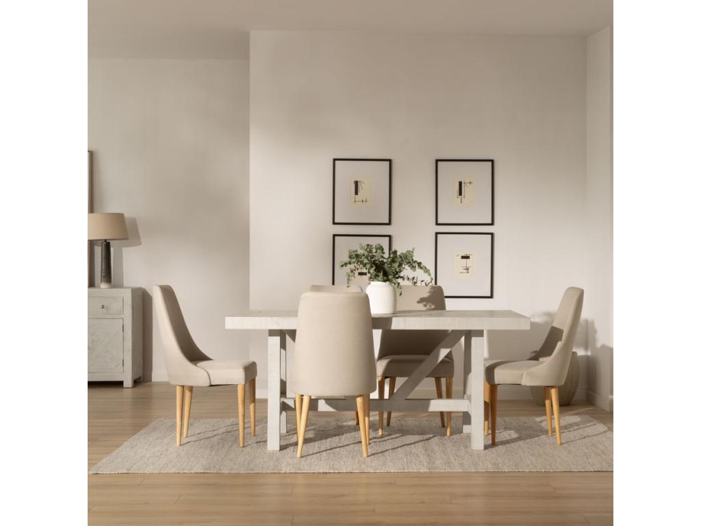 Tavolo da mangiatoia in Mobenze massiccio bianco 175x78 FTRU90649