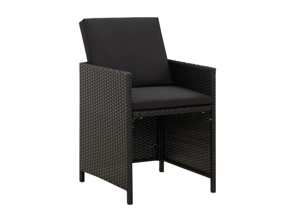 Set di mobili da pranzo da giardino e coussins 5 pezzi in resina intrecciata Nero IQSR24432