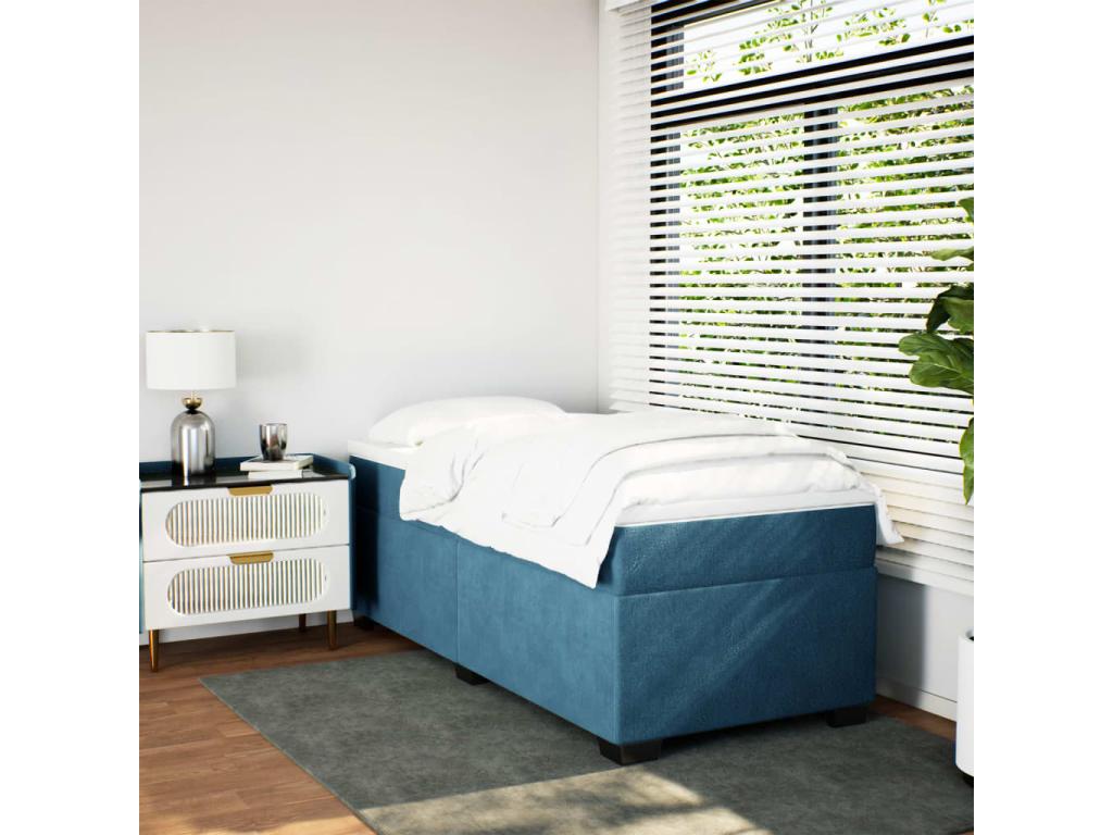 Sommier à Mobenze de lit con Materasso Blu foncé 100x200 cm OVDJ25657