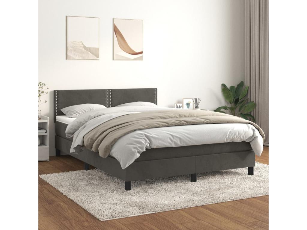 Lit à sommier tapissier et Materasso Grigio foncé 140x200cm Mobenze EQFN52546