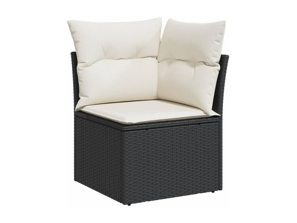 Set da giardino 8 pezzi con cuscini in resina intrecciata nera XMJU69622